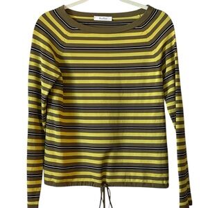 MaxMara Green, Brown, and Black Striped Long Sleeve Top